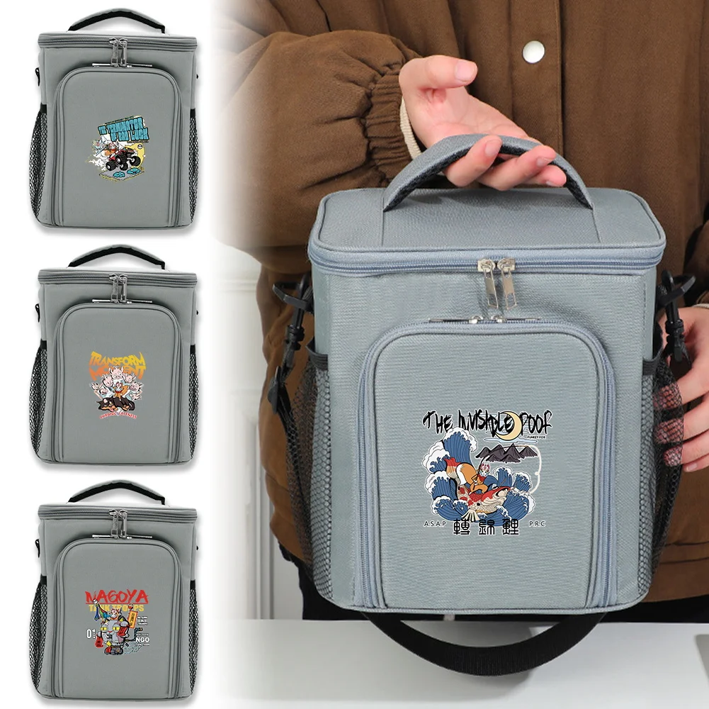 

Ice Pack Drink Carrier Cooler Bag Outdoor Food Storage Mask Printing Series Camping and Picnic Organizer Box Simplicity Durable