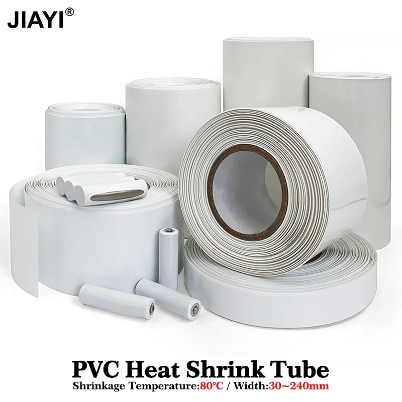 Width 30~300mm White PVC Heat Shrink Tubing 18650 Lipo Battery Insulation Sleeve Cable Protector for Electronics Automotive Home