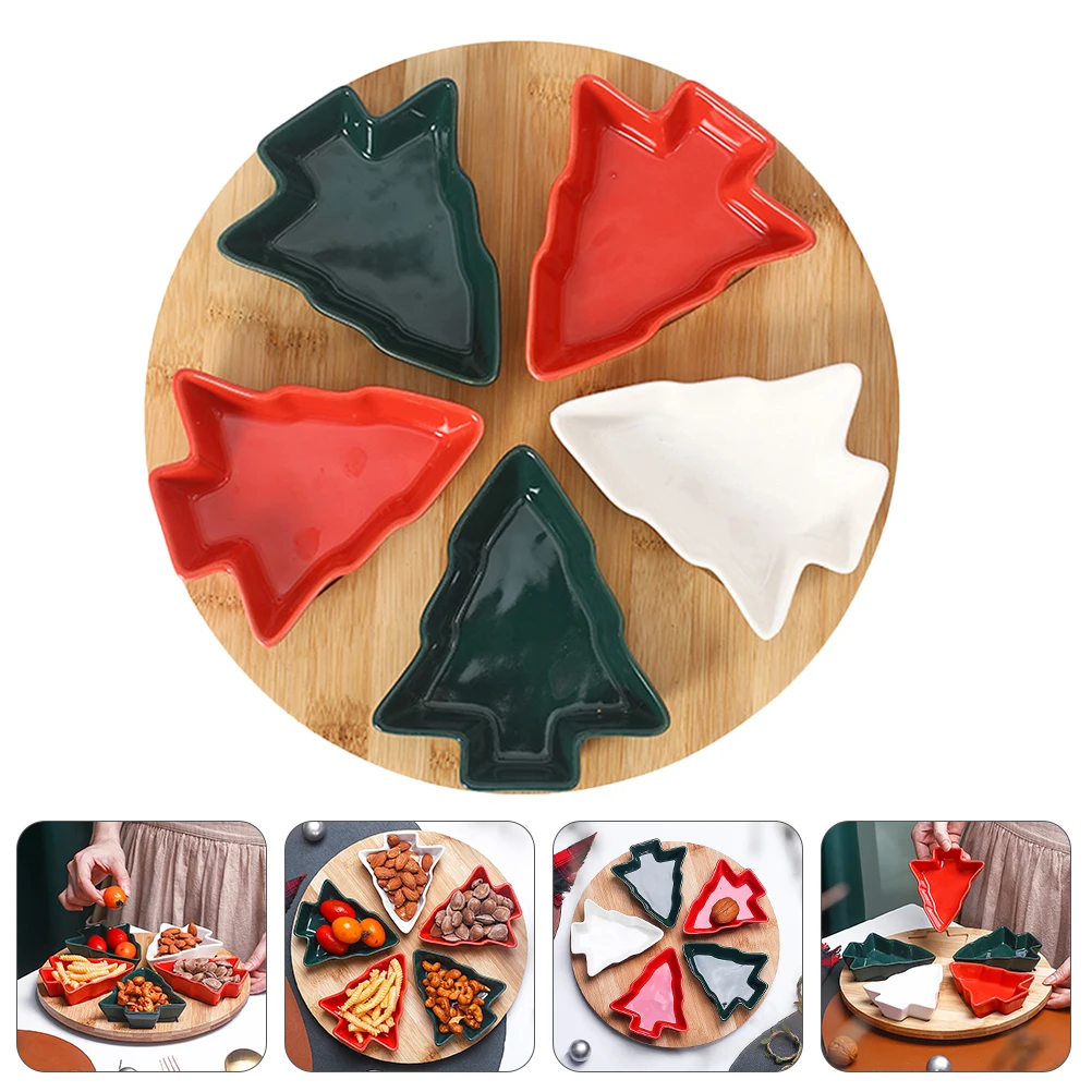 

1 set 1 Set Christmas Tree Shape Ceramic Fruit Tray Snack Holder For Party Dried Fruit Nut Storage Xmas Decor Serving Tableware