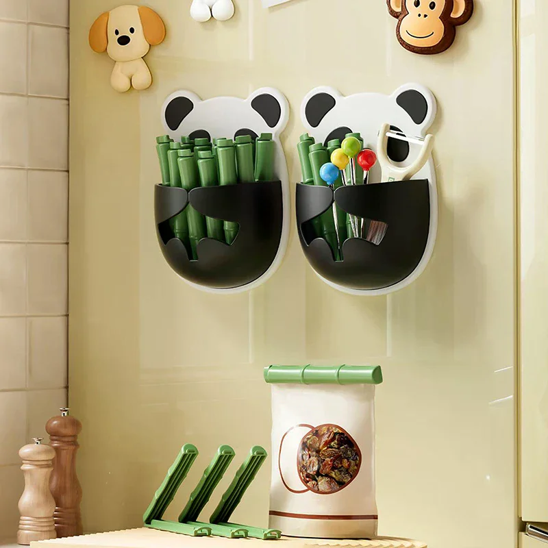 

Mini Panda Sealing Clip Bamboo Shape Magnetic Wall Mount Refrigerator Magnets Moisture-Proof Dual-Select Clip Snacks Storage