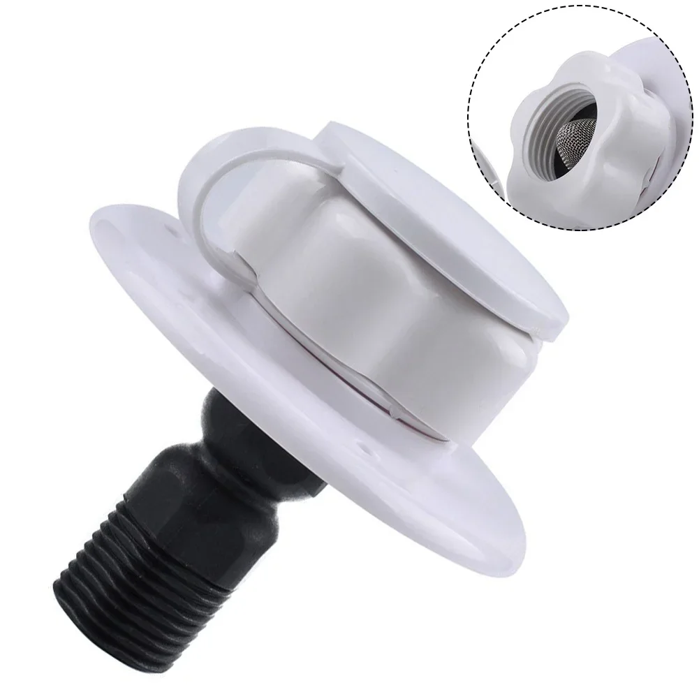 Premium RV City Water Inlet Check Valve & Hose Connector 1 Piece Water Inlet White Color Convenient Installation