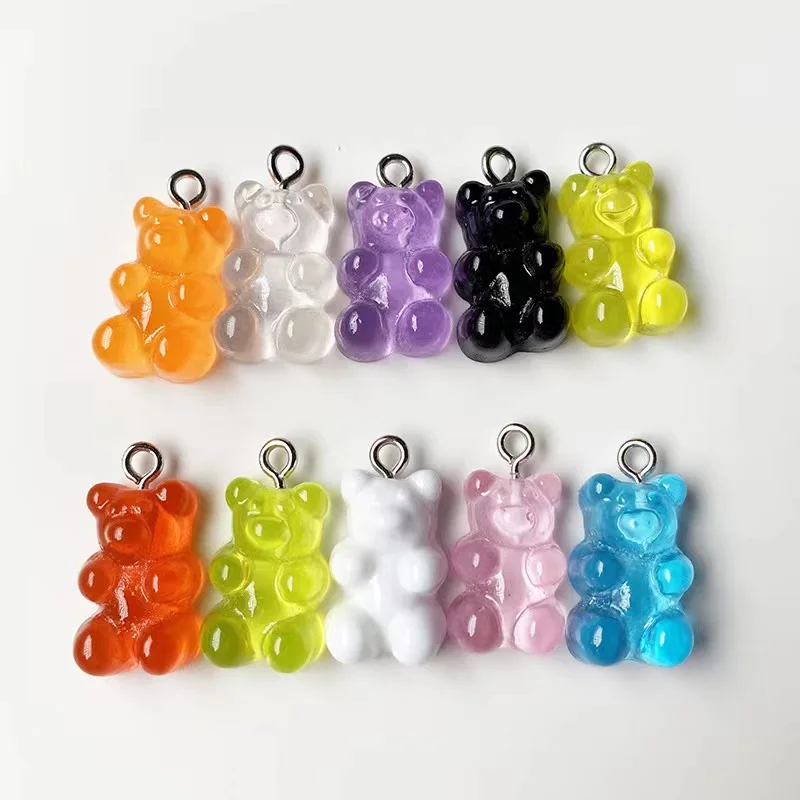 21*12mm Kawaii Miniature Transparent Bear Pendant Charms Resin For Handmade Bracelets Necklace Earring DIY Jewelry