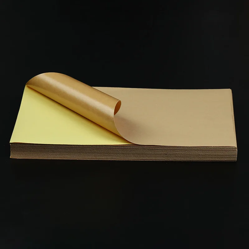 50 Sheets/package A4 Dark Light Brown Kraft Paper Carton Color Sticker Sticker Inkjet Laser  Printing Self-adhesive Label Paper