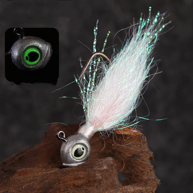 Angelköder Jigkopf-Haken Eis-Seiden-Garnelen Fischform Reflektierend Bunt Glitzernd Attraktiv Bass-Köder Set 10 Stück SALE – Detail 5