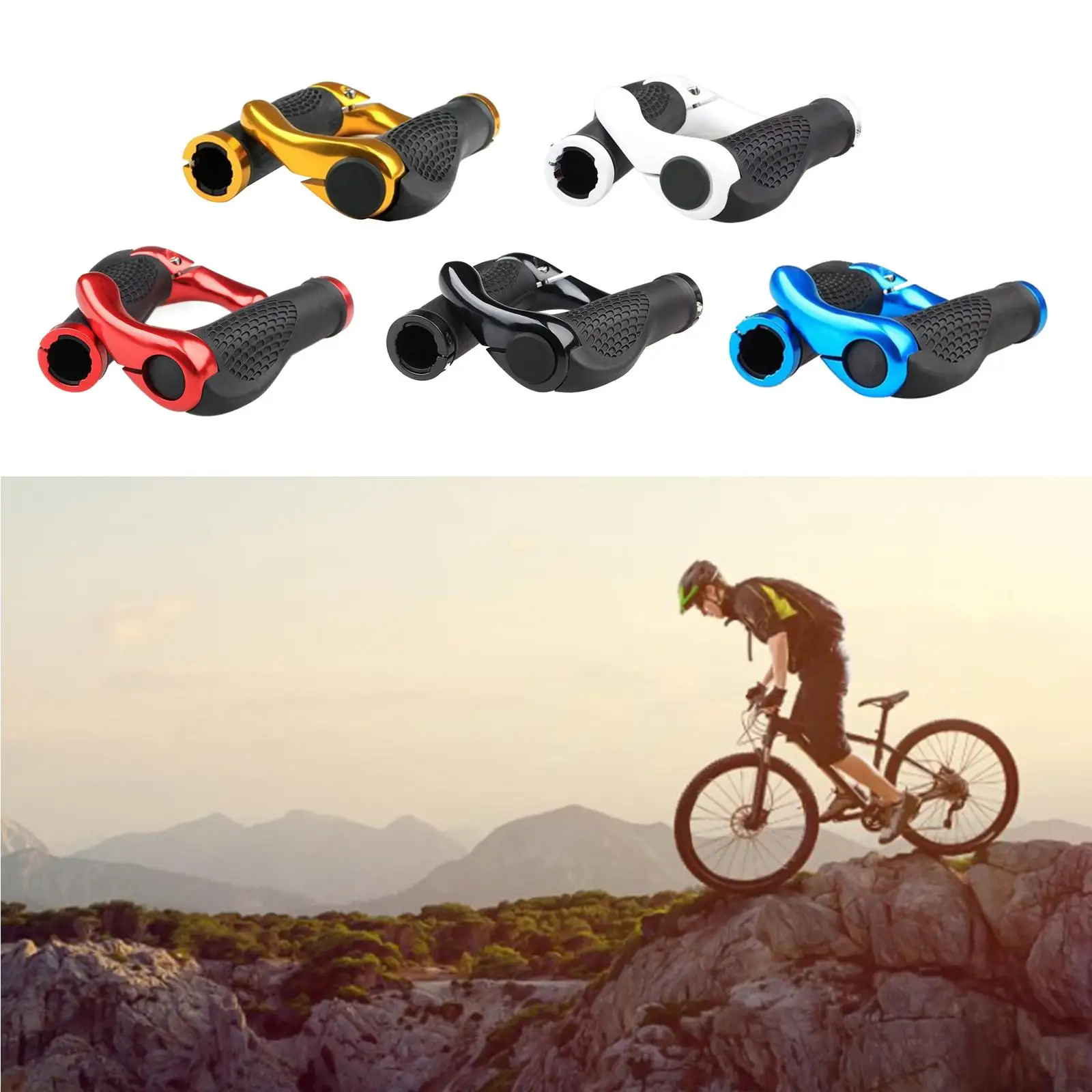 1 Pair MTB Mountain/Road Bike Alloy Rubber Handlebar Cover Handle Grip Bar End Grips for Parts