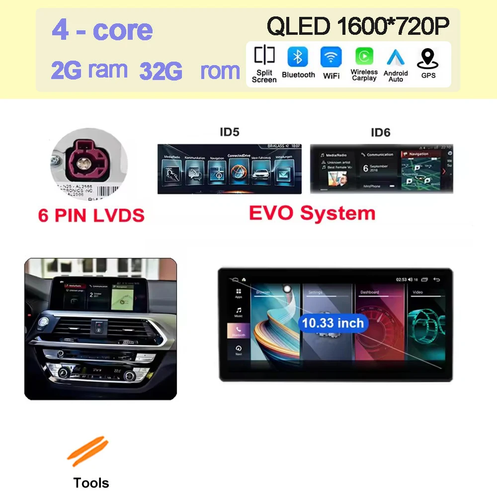 Android 15 Auto QLED Scherm 4G + Wifi Voor BMW X3 G01 X4 G02 2018 - 2022 EVO Systeem autoradio Multimedia Carplay DSP Stereo BT SWC