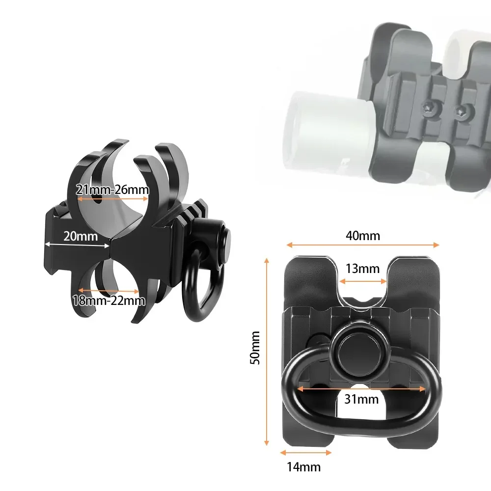 Tactical Shotgun Barrel Clamp Mount with QD Sling Swivel Picatinny Rail Shotgun Flashlight Sling Mount for 12GA Shotguns
