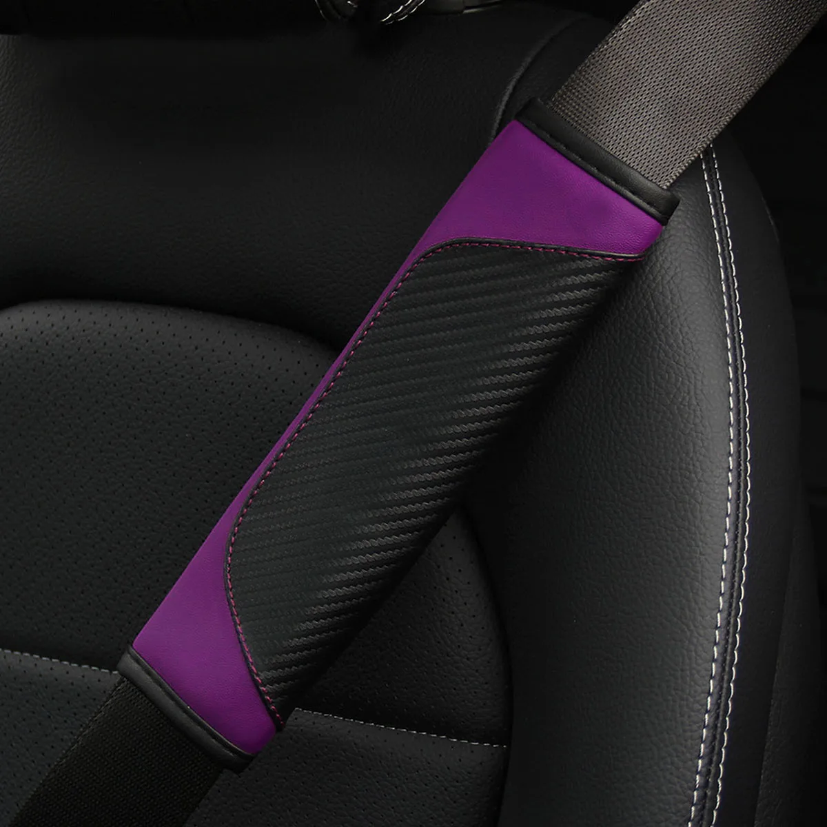 1 Set PU-Karbonfaser-Leder-Auto-Schultergurt-Dekoration für den Fahrzeuginnenraum, in verschiedenen Farben erhältlich – Detail 11