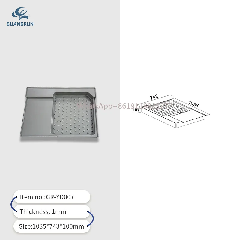 ABS material acrylic surface bathroom shower tray for RV motorhome caravan campervan boat yacht cabin Grey White for choice