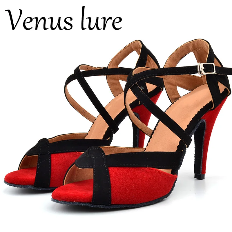 Sandales de danse en daim rouge avec Logo personnalisé Venus Lure pour femmes, talons hauts de 10CM