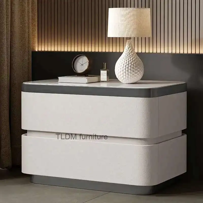 

Industrial Modern White Nightstands Comfortable End Multifunctional Connected Bedside Table Full Marriage House Furniture T50CG