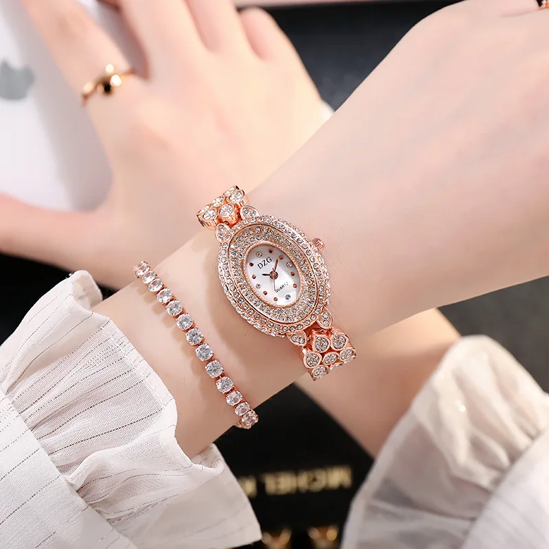 UTHAI CQ219 Trendy Fashionable Full Diamond Super Flash Fashion Women's Watch Goose Egg Bracelet Casual Versatile Quartz Watch