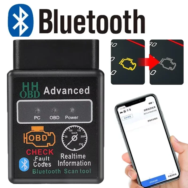 Bluetooth-Compatible Car OBD2 Scanner Elm327 Android IOS Windows V1.5 Code Reader OBDII Diagnostic Tool Diagnosis Scanner