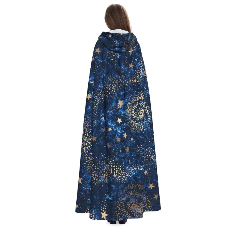 Space Galaxy Constellation Zodiac Star Long Hooded Cloak Unisex Witch Party Reversible Hooded Adults Vampires Cape