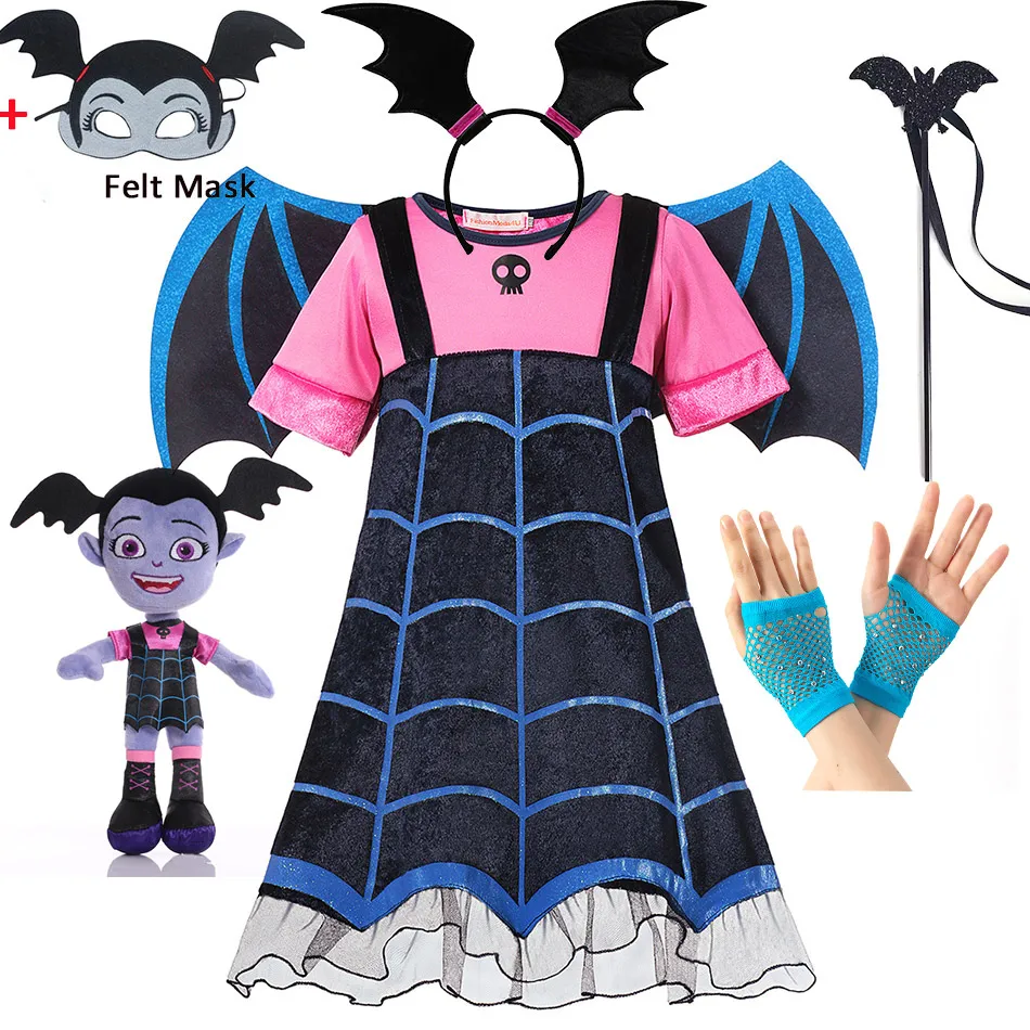 DISNEY Junior Vampirina Dress Halloween Kids Apparel Cute Bat Disguise Princess Vampire Girls Costume All Saint Day Clothing