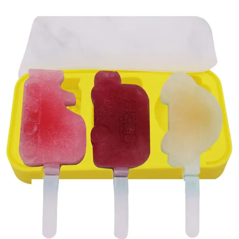 

3 Cavities Frozen Popsicle Mold Kitchen Gadgets Kitchen Accessories Ice Cream Mold Popsicle Mold Ice Cream Mold for home