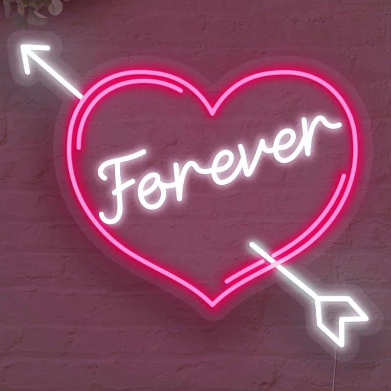 

Big Size Forever Heart Neon Sign 50x30cm Home Decor Sign Custom Xmas Led Neon Sign for Wedding Party Decor With your Text Image