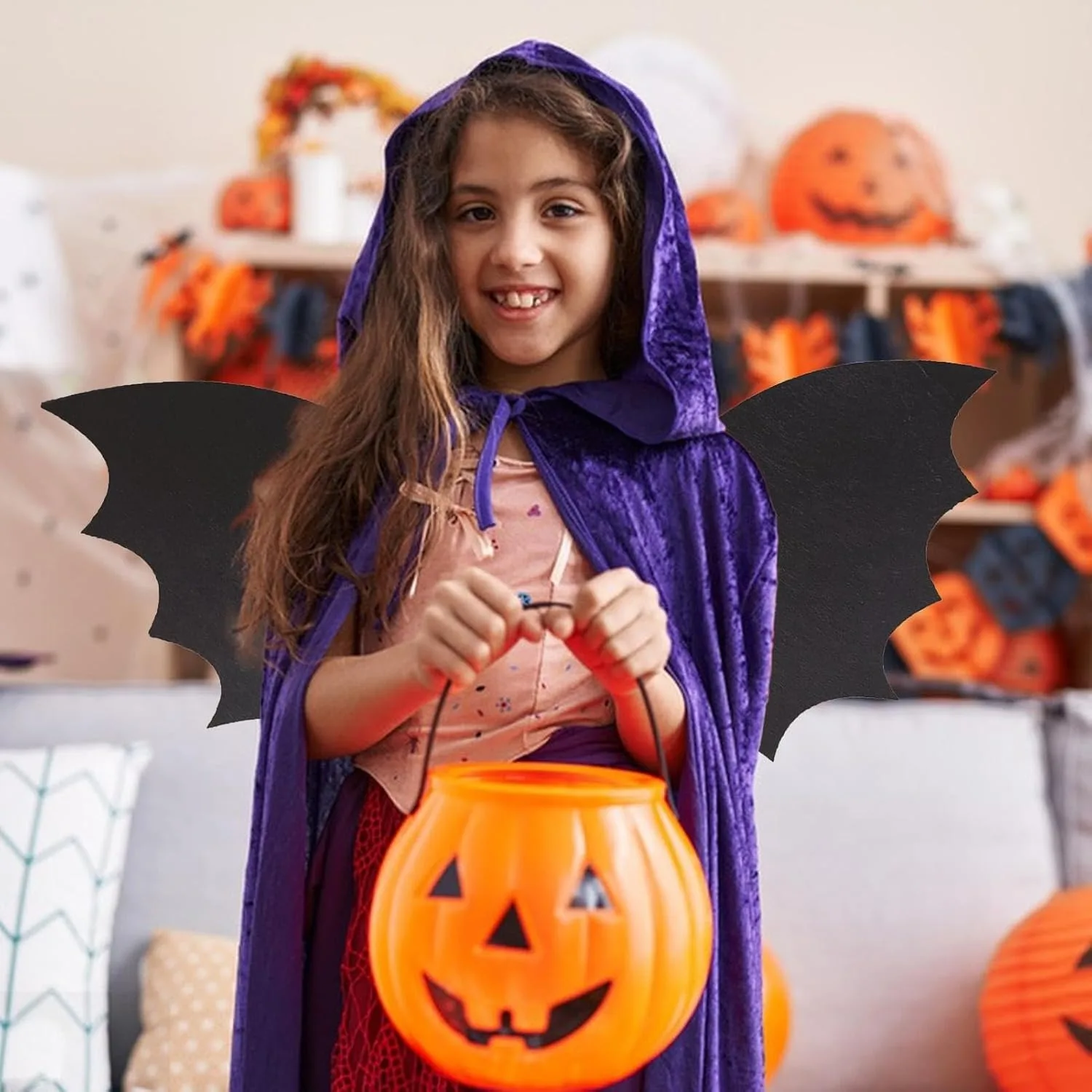 Halloween Batwing dolcetto o scherzetto Costume da pipistrello per bambini e adolescenti Batwing decorativo per feste di Halloween con copertura per il viso gioco di imitazione
