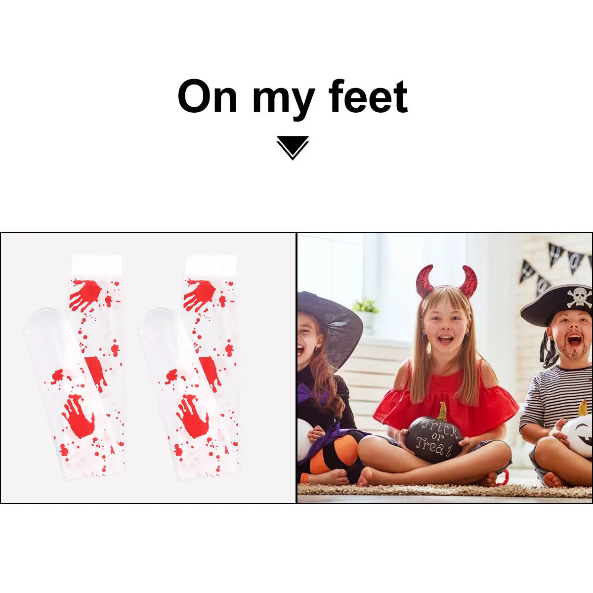 

1Pair Over-Knee Socks Printed Horror Pattern Stockings for Women Soft Stretchable Long Socks for Fully Displayed