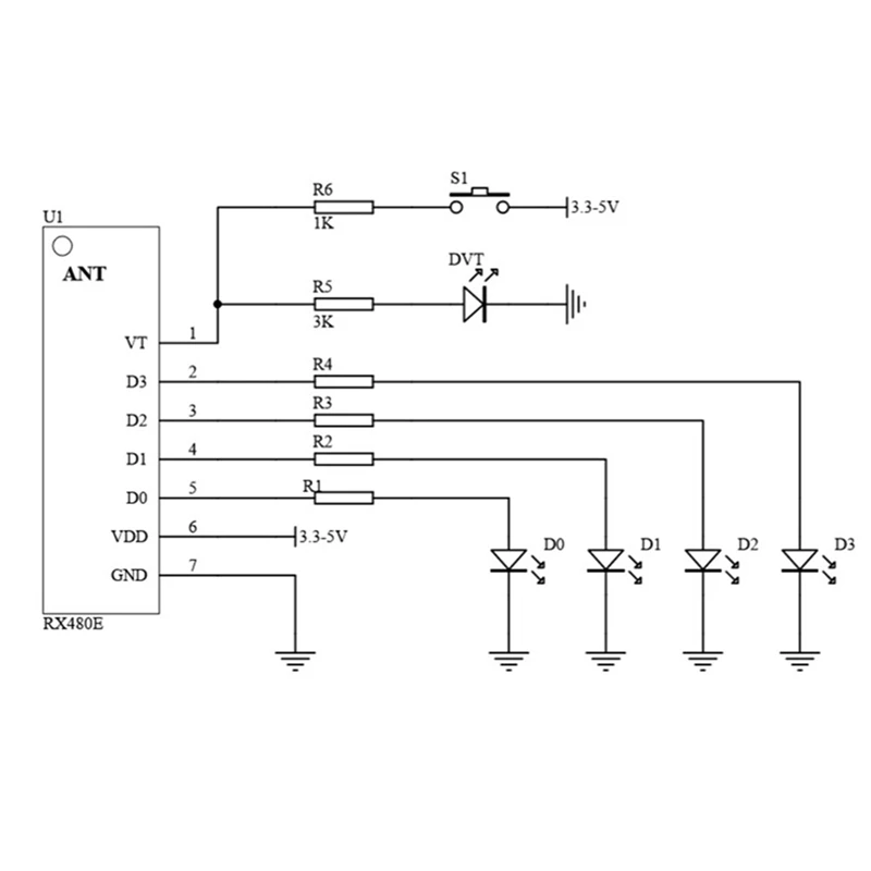 스마트 무선 RX480E-4WQB 433Mhz RF 모듈 송신기 및 수신기 6 세트 원격 제어용 4 채널 출력 링크 키트
