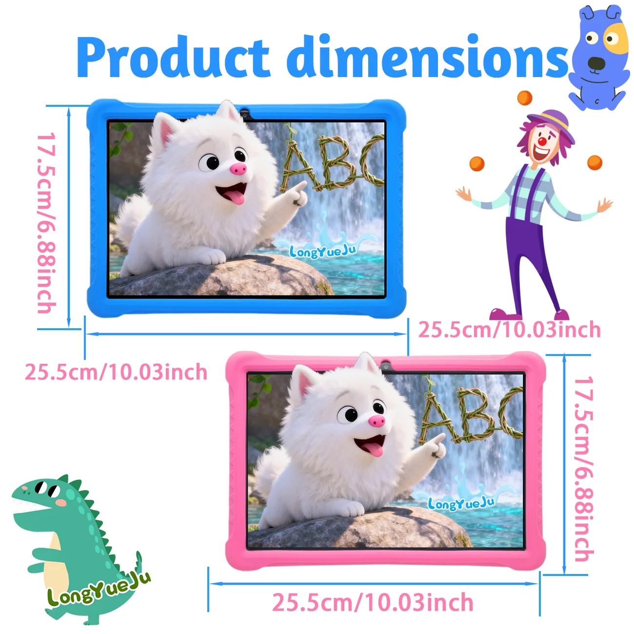 新しい 10.1 インチ子供用 t Android 12 キッドタブレット 3GB RAM 64GB ROM、ペアレンタルコントロール、2+5MP、5G、IPS 1280*800