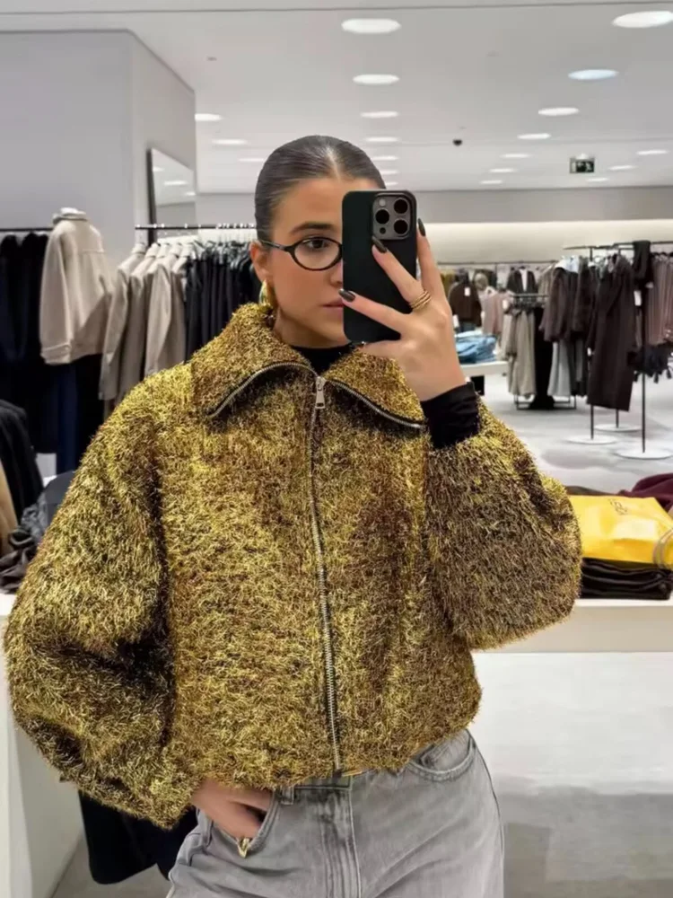 

Зима 2022, женская свободная посадка-пилот Jaet, металлический цвет, Новое поступление, женское модное полиэфирное волокно, длинная застежка-молния све