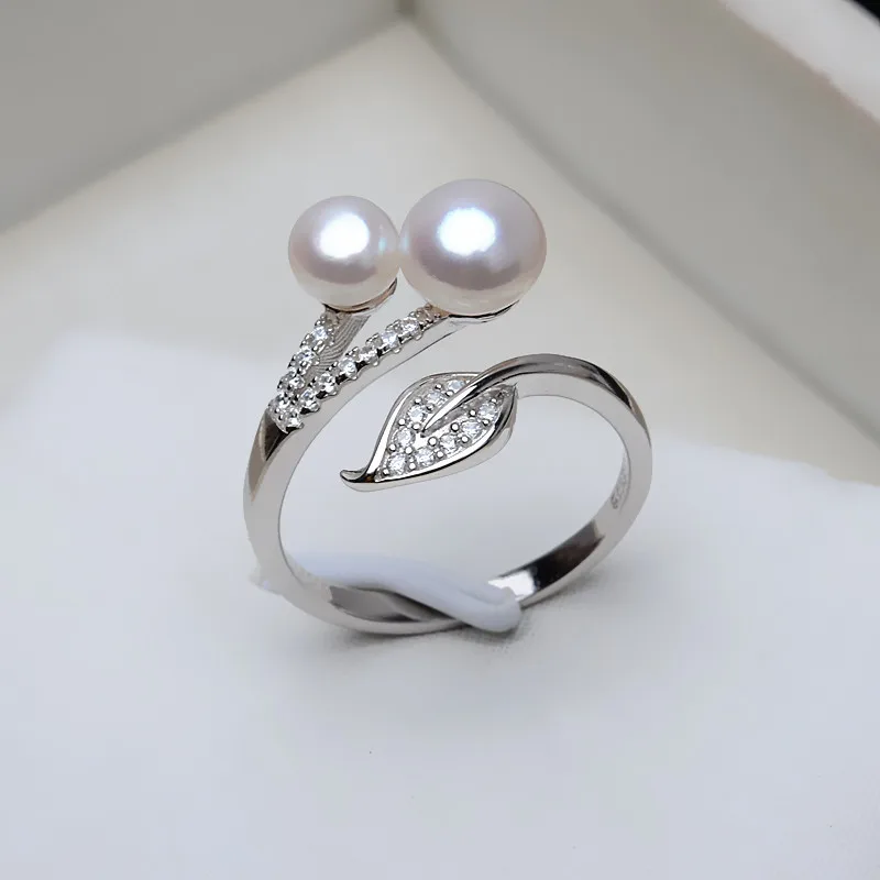 S925 Silver Adjustable Finger Ring Mountings Base Setting Findings Jewelry Accessories for 5-6mm Pearls 3pcs/lot