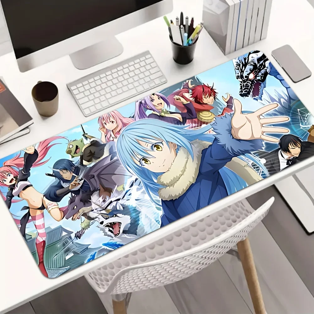 1pc Blue Slime Anime Collage Gaming Mouse Pad, Non-Slip Office Desk Mat, Isekai Fantasy Style, Water-Resistant Keyboard Pad