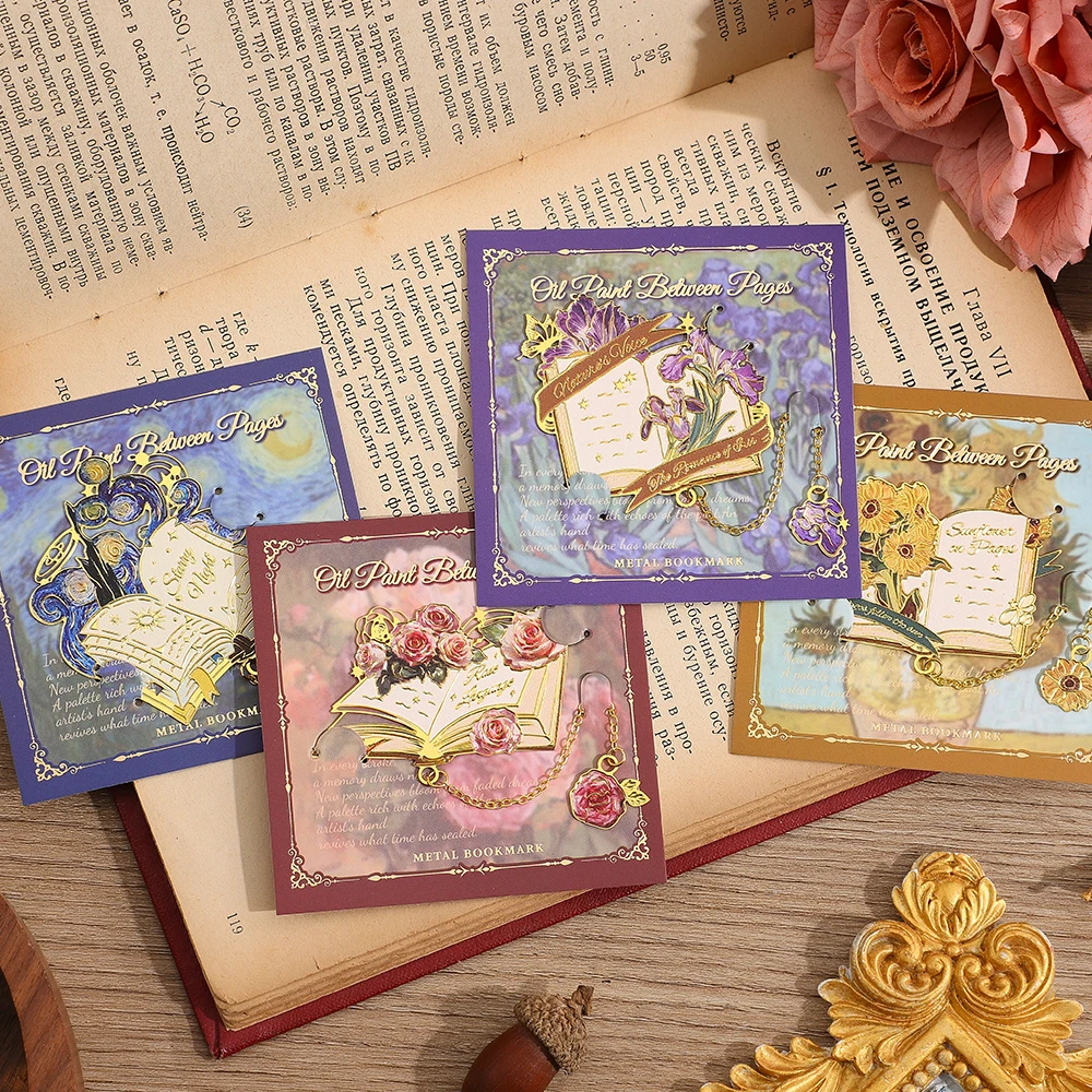 1 PC Vintage Metal Bookmark Floral Design with Chain Pendant for Notebooks Planners Writers Teachers Book Club Birthday Gift