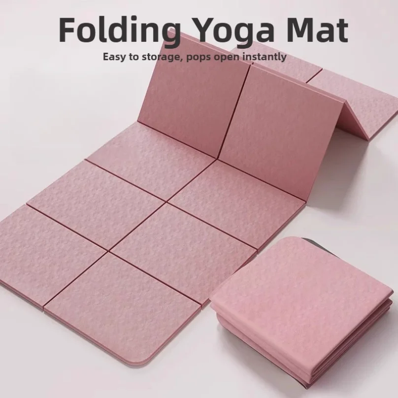 Tapete de Yoga Dobrável Ecológico em TPE, Antiderrapante de Dupla Face, Ideal para Viagens, Exercícios de Fitness, Pilates e Treinos de Chão