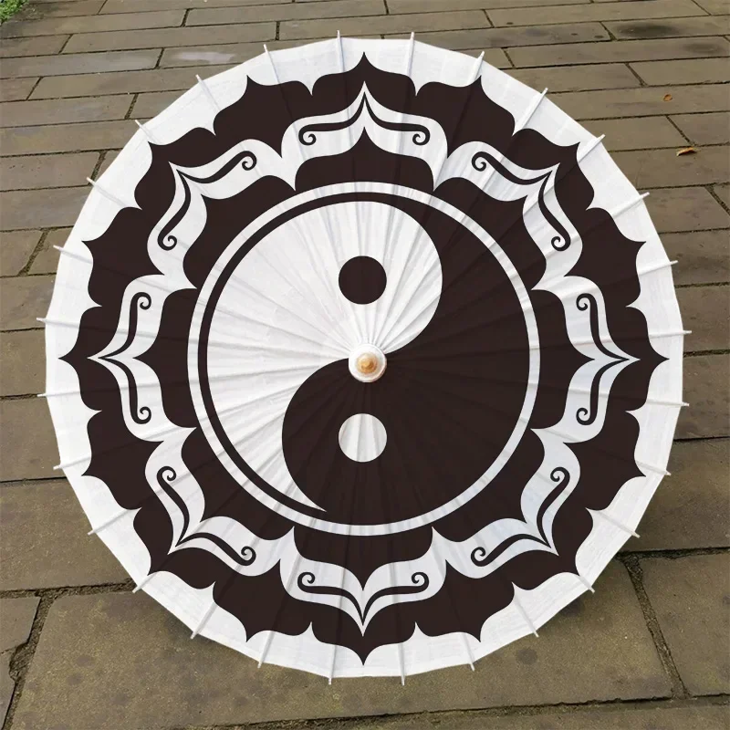 

84cm Chinese Taichi Hanging Umbrella Rainproof Oil Paper Umbralla Chinese Mysterious Symbols Taiji Fish Ceiling Decor Restaurant