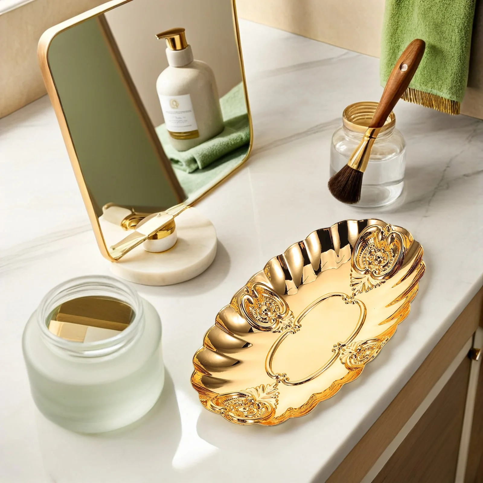 

s European Jewelry Tray Holder Decorative Trinket Dish Vintage ganizer Elegant Bedroom Vanity Perfume