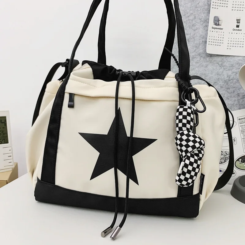 Cool Couple Shoulder Bag Fashion Personality Women Crossbody Bag High Capacity Student Schoolbag New Casual Nylon Tote Bag