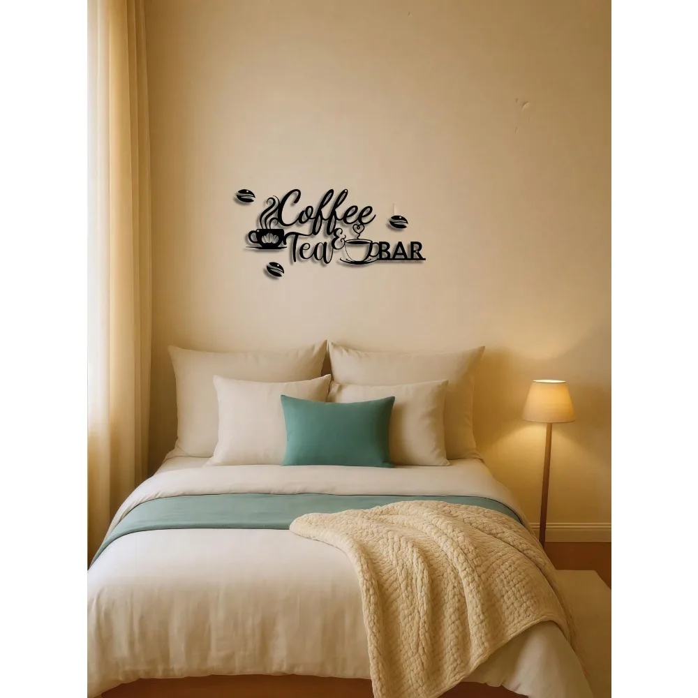 Vintage Metal Coffee Bar Wall Sculpture – Rustic Farmhouse Decor – Halloween, Christmas Gift