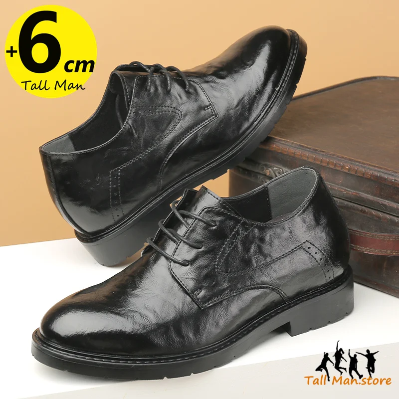 Business Men Wedding Leather Shoes  Party  Elevator  Height Increase Insole 6CM Lift Man Formal  Dress Office Daily