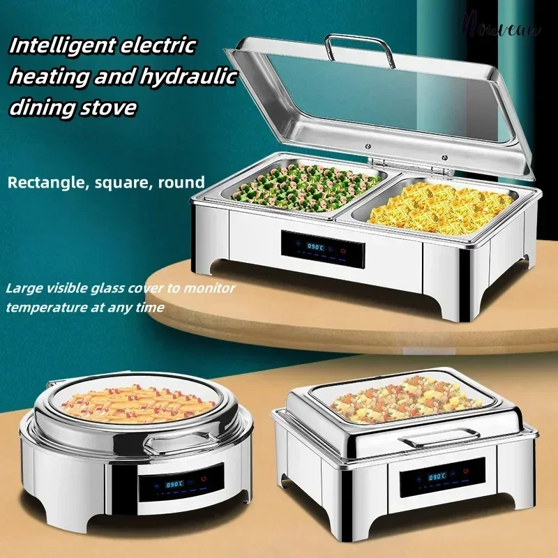 Stainless steel hydraulic buffet stove flip insulation stove hotel buffet electric heating buffet stove insulation pot