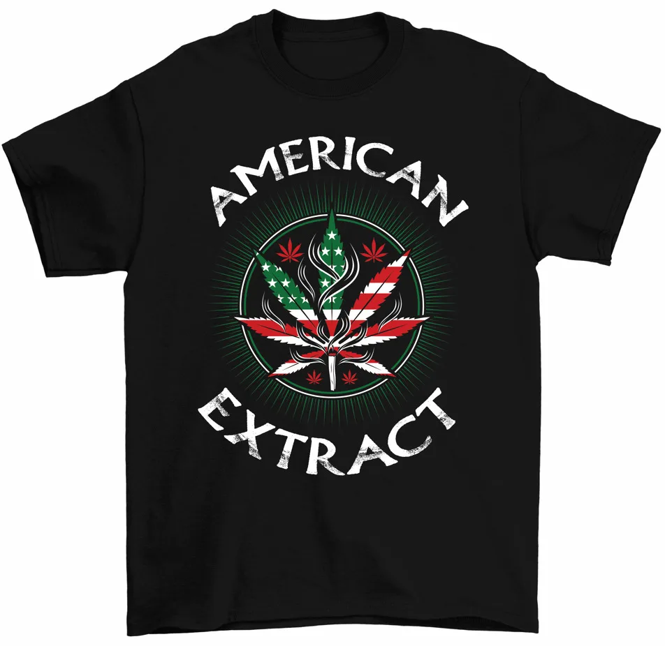 American Extract US Flag Weef Leaf Smoking Joint  T-Shirt High Quality 100%Cotton Short Sleeve