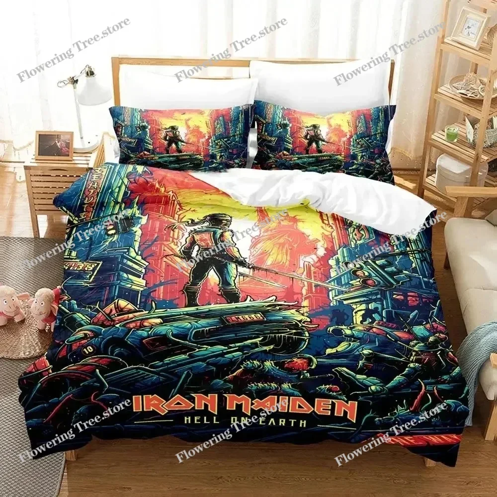 

Iron Heavy Metal Maidens Bedding Set Duvet Cover Bed Set Quilt Cover Pillowcase Comforter king Queen Size Boys Adult Bedding Set