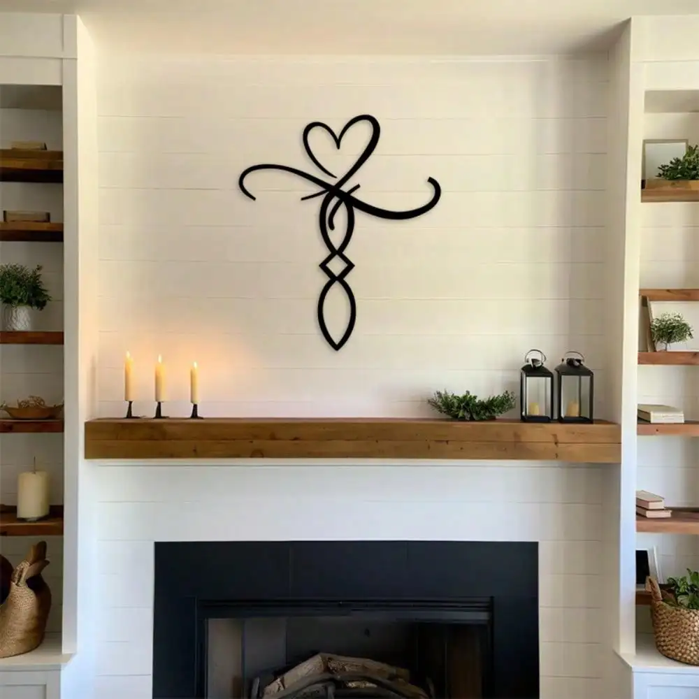 CIFBUY Metal Wall Art Infinity Heart Sign Modern Minimalist Black Iron Love Symbol Easy Install Indoor Outdoor Decor