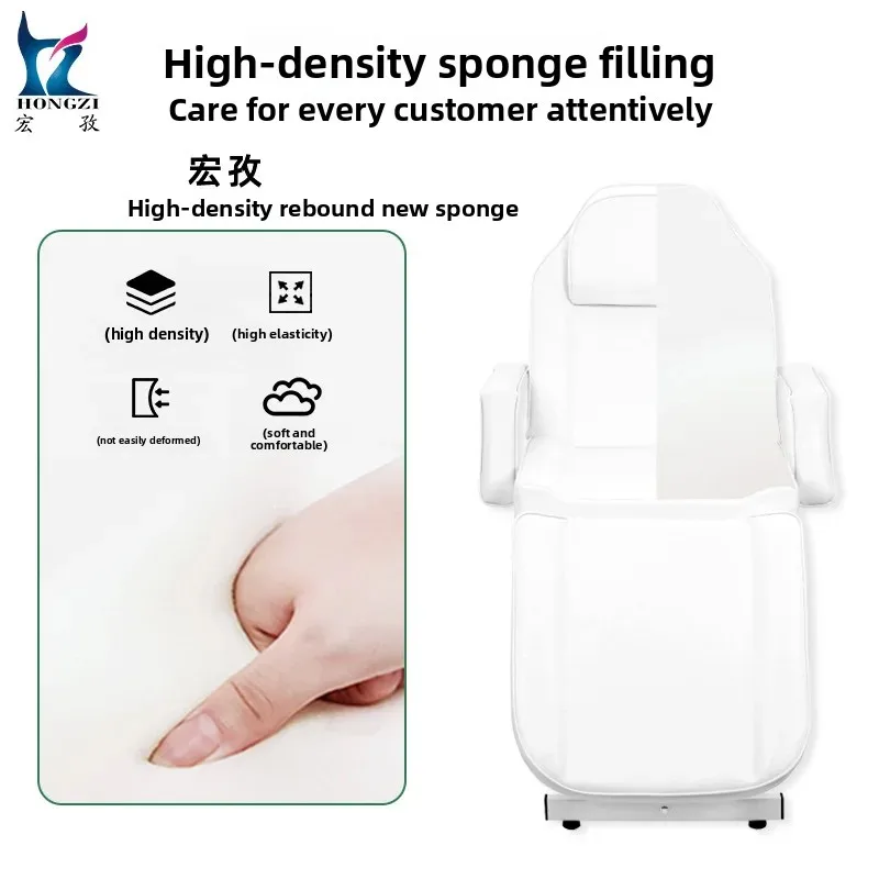 Hydraulic Lifting Foldable Beauty Massage Bed with Face Hole, Multi-functional Salon Shampoo Bed for Beauty Spa Hair Salon