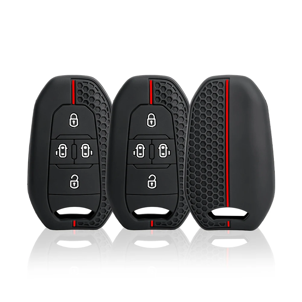 For Peugeot Traveller Expert for Citroen Jumpy Dispatch SpaceTourer Skin Holder 4 Buttons Silicone Car Key Cover Remote Fob Case
