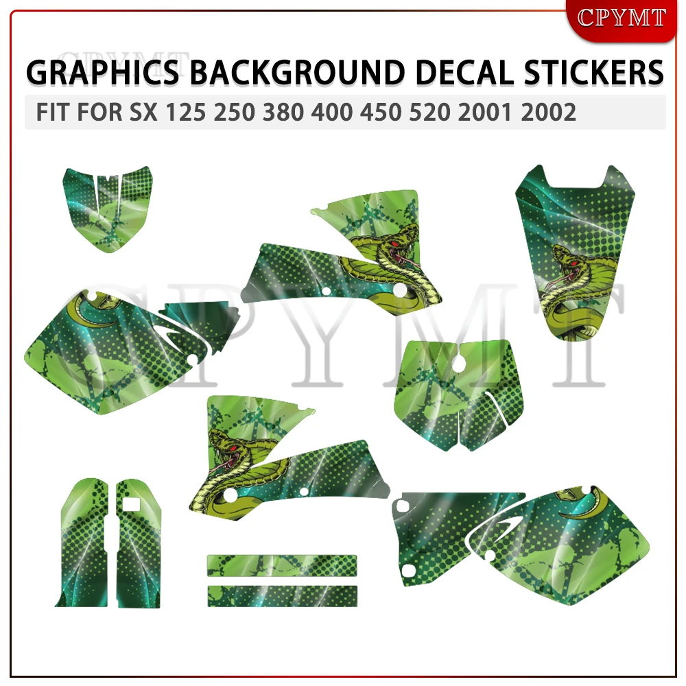 

Комплект графических наклеек для мотоциклов 125 250 380 400 450 520 SX 2001-2002 годов, утолщенные 3D-наклейки 29mil 31mil 35mil