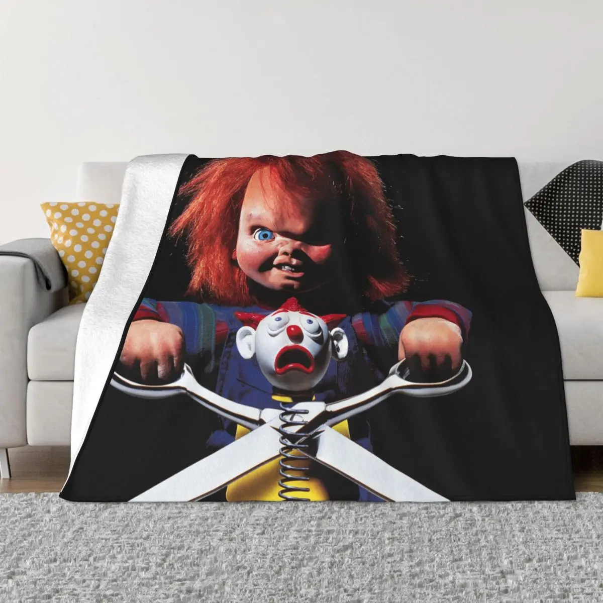 Child's Play Chucky Flannel Throw Blanket Horror Movie Gothic Blanket for Home Car Super Soft Bedding Throws