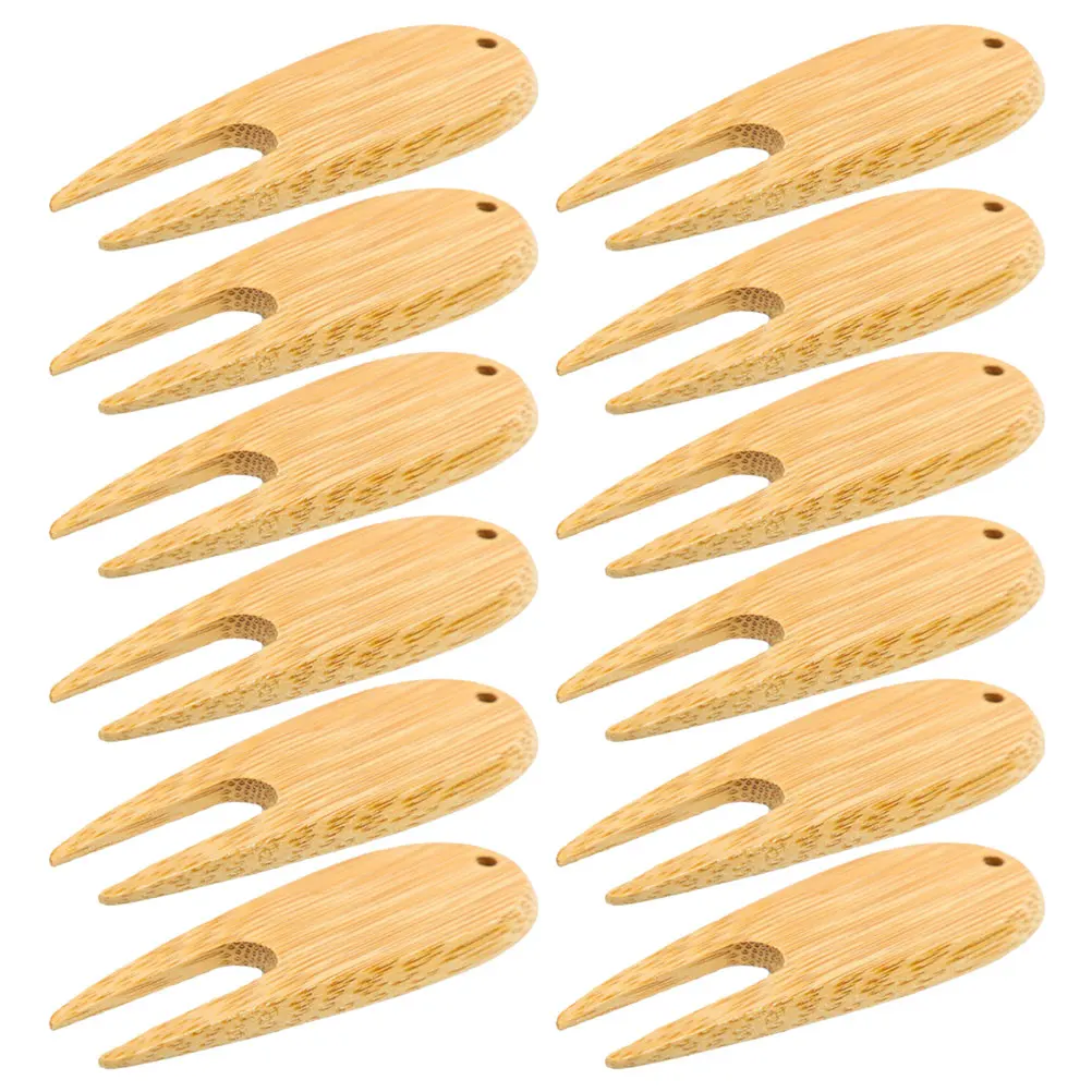 12 قطعة أداة إصلاح ديفت الغولف المحمولة خشبية متعددة الوظائف العشب إصلاح لصيانة الحديقة الكرة علامة استعادة المشكلة الخضراء