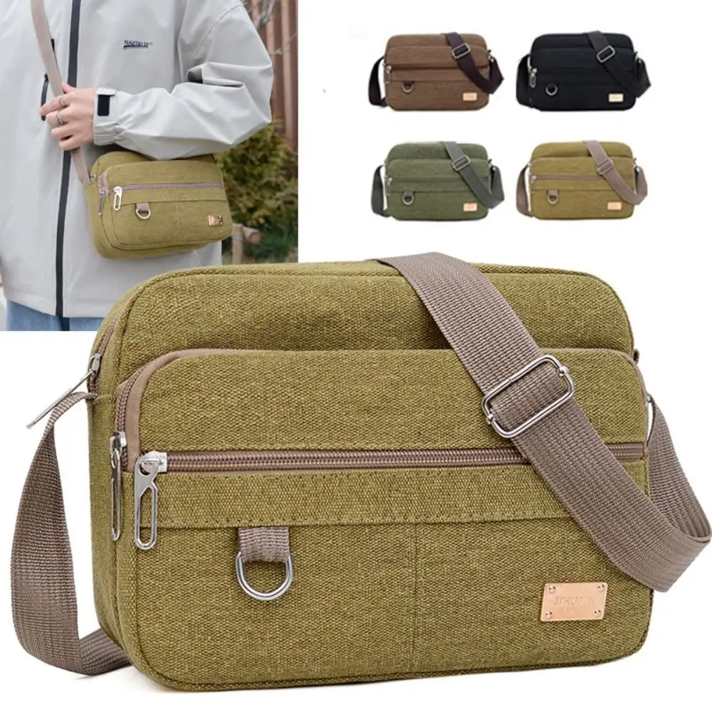 Bolso cruzado de lona para hombre, bolsa Retro de gran capacidad para teléfono