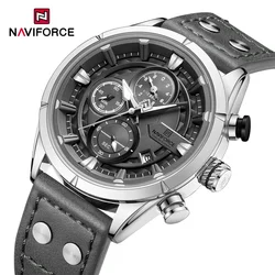 NAVIFORCE New Watch For Men Luxury Sport Leather Strap Luminous Quartz Wristwatch Waterproof Male Chronograph Clock Reloj Hombre