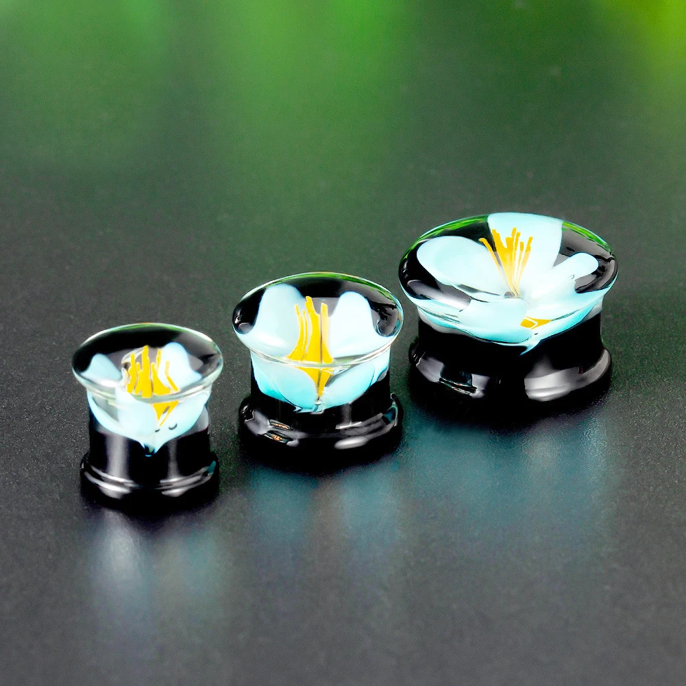 OIMG 6pcs/lot Glass Ear Gauges Plugs Ear Expander Weights Flesh Tunnels Piercing Body Jewelry