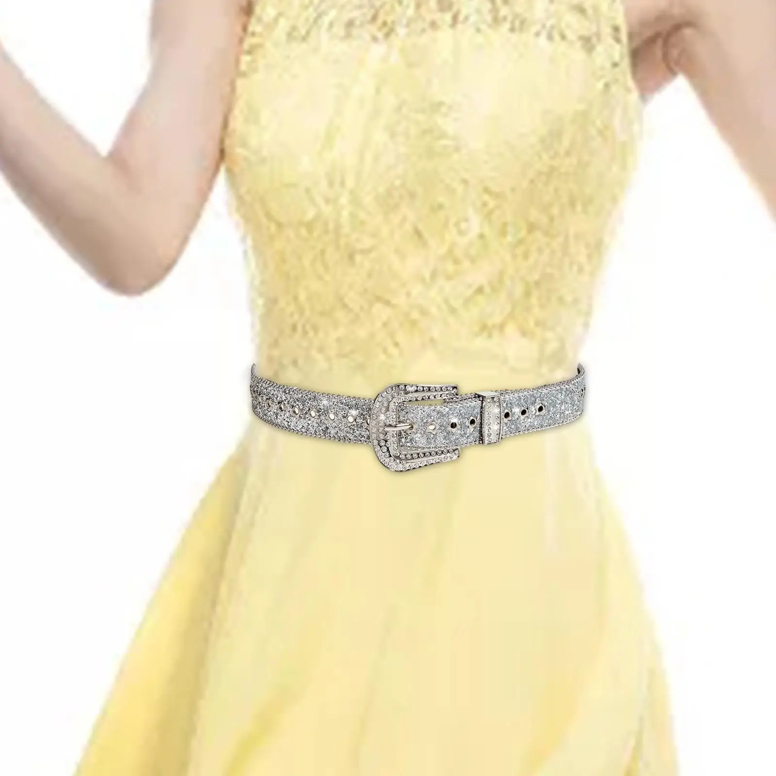 Rhinestone Belt Fancy Belt for Western Cowgirl Costume Accessories Eyelet Belt