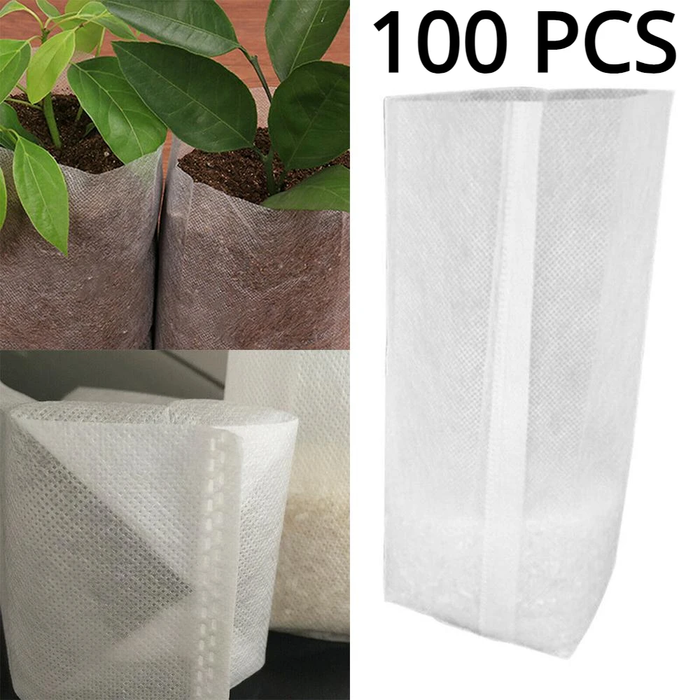 

100pcs Biodegradable Non-woven Nursery Bags Plant Grow Seedling Planting Pots Nursery Bag Plant Grow Bags for garden