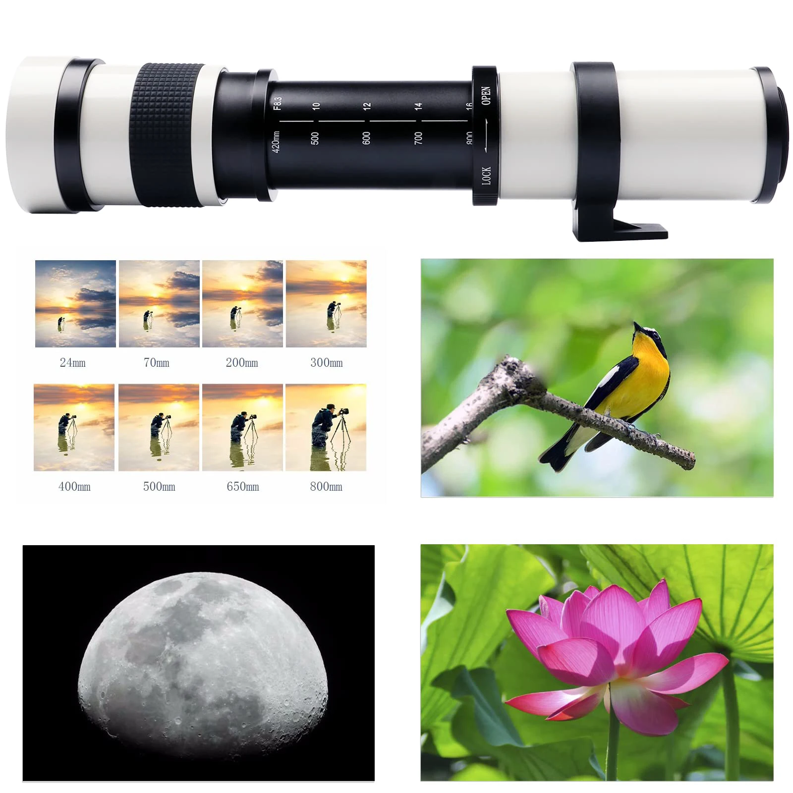 420-1600mm F8.3 Full-Frame Medium-Telephoto Zoon Lens For Canon RF/EF/EF-S/EF-M Fuji XF Nikon Z/F Sony E M4/3 L Pentax